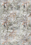 Tropical Garden Gray Animal Print Rug