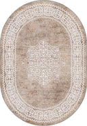 Ruby Passion Medallion Beige Classic Bordered Rug