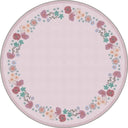 Stroll in the Meadow Bordered Pink Kids Room Rug