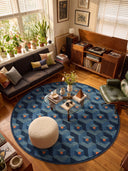 Honeycomb Blue Geometric Rug