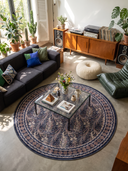 Indigo Ivy Pattern Bohemian Rug