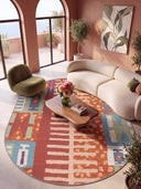 Avant-garde Terracotta Geometric Rug