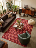 Honeycomb Red Geometric Rug