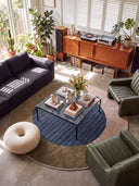 Gilded Green Geometric Bordered Rug