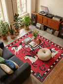 Red Horses Animal Print Rug