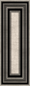 Op-Art Black Modern Bordered Rug