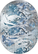 Cherry Blossom Dance Blue Floral Rug
