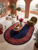 Ruby Passion Navy Classic Bordered Rug