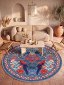 Confidant Garden Blue Animal Print Rug