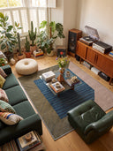 Gilded Green Geometric Bordered Rug