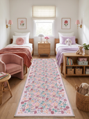 Stroll in the Meadow Pink Kids Room Rug