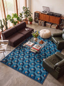 Honeycomb Blue Geometric Rug