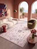 Stylized Palmette Cream Classic Bordered Rug