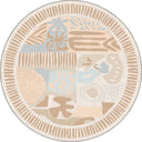 Abstract Primitive Cream Geometric Rug