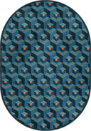 Honeycomb Blue Geometric Rug
