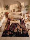 Texture Collage Red Modern Rug