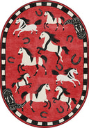Red Horses Animal Print Rug