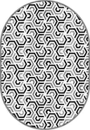 Interlocking Black and White Geometric Rug