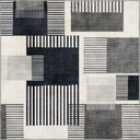 Comb Black and White Geometric Rug