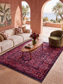 Ruby Passion Embroidery Dusty Rose Classic Bordered Rug