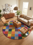 Rainbow Checkerboard Modern Rug