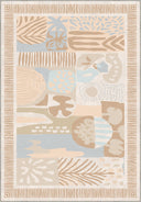 Abstract Primitive Cream Geometric Rug