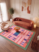 Intersection Pink Geometric Rug