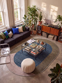 Gilded Green Geometric Bordered Rug