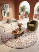 Stylized Palmette Cream Classic Bordered Rug