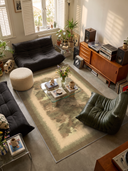 Camouflage Green Modern Bordered Rug