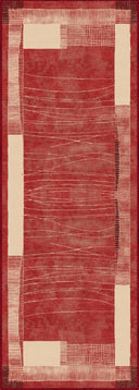 Ocak Terracotta Geometric Bordered Rug