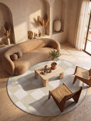 Beige Checkered Geometric Rug