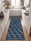 Honeycomb Blue Geometric Rug