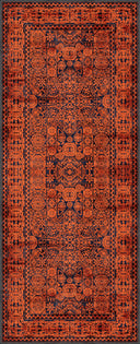 Ruby Passion Embroidery Red Classic Bordered Rug