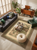 Camouflage Green Modern Bordered Rug