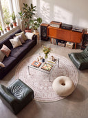 Ruby Passion Embroidery Beige Classic Bordered Rug