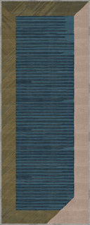 Gilded Green Geometric Bordered Rug