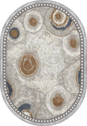 Ringed Agate Gray Modern Bordered Rug