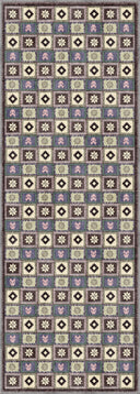 Colorful Motifs Anthracite Kilim Rug
