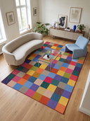 Rainbow Checkerboard Modern Rug