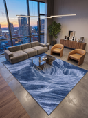 Layers Blue Modern Rug
