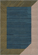 Gilded Green Geometric Bordered Rug