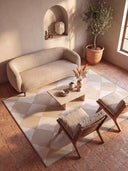 Beige Checkered Geometric Rug