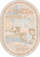 Abstract Primitive Cream Geometric Rug