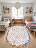 Mosaic Blue Kids Room Rug