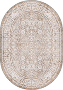 Ruby Passion Embroidery Beige Classic Bordered Rug