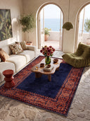 Ruby Passion Navy Classic Bordered Rug