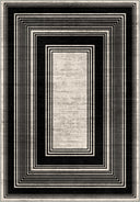 Op-Art Black Modern Bordered Rug