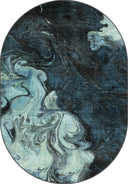 Ebru Blue Abstract Rug