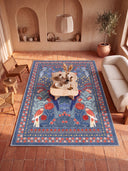 Confidant Garden Blue Animal Print Rug